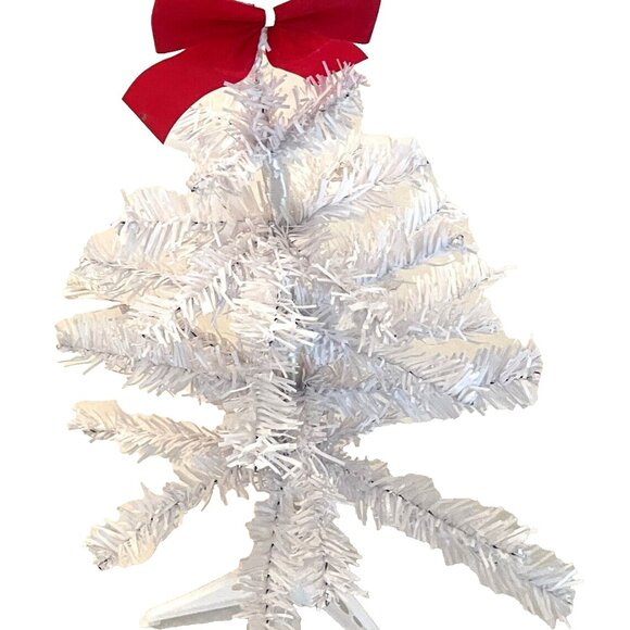 White Artificial Christmas Tree 16" x 12" Table Top Easy Storage Removable Stand - Picture 6 of 6